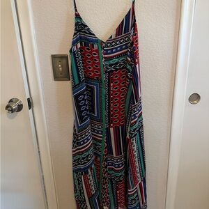 Marc Bouwer Multicolor Geometric Print V-Neck Maxi Dress
